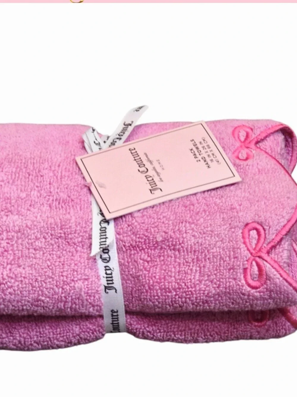 Juicy Couture Home Bow Trim Scalloped Hand Towel Set